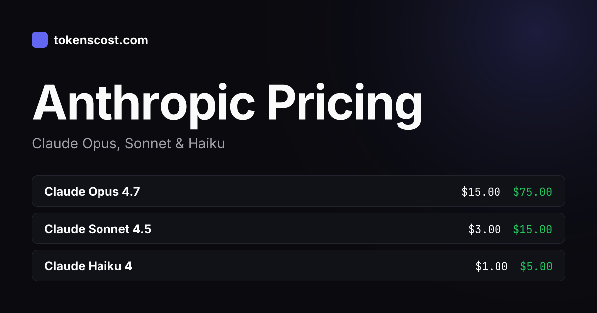 Anthropic API Pricing 2026 — Token Costs & Calculator | Tokenscost